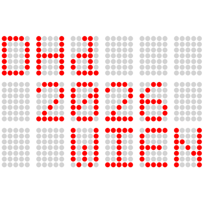 Grafik mit roten Punkten, die den Schriftzug „DHd 2026 Wien“ bilden, auf hellem Hintergrund.